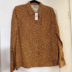 LOFT Tan and White Button Down Shirt